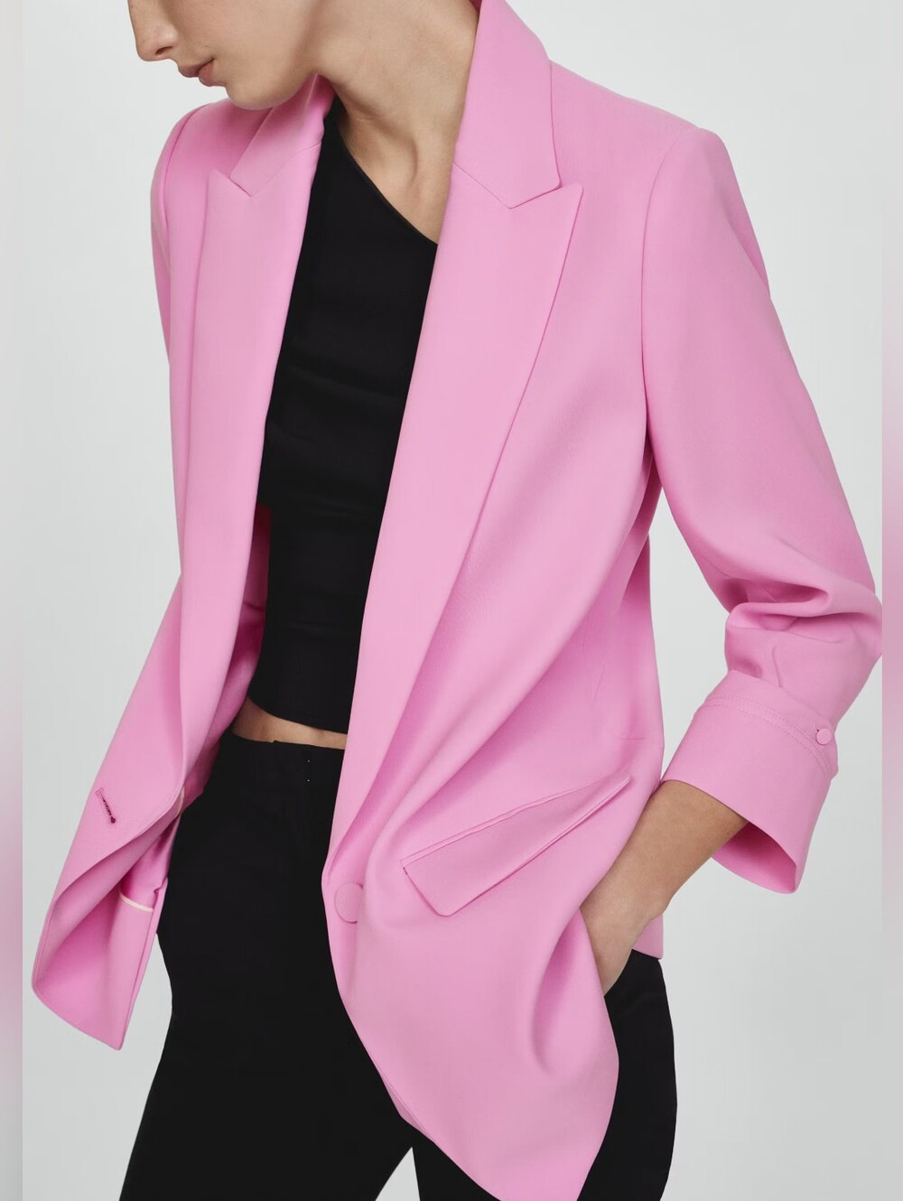 Mango Tailored jacket with turn-down sleeves - Pink